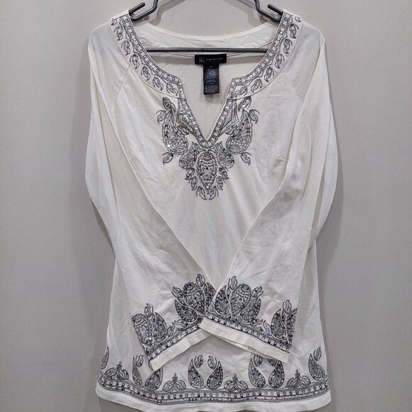 INC International Concepts Fairycore Silver Flared Tunic, Size L - Picture 1 of 6